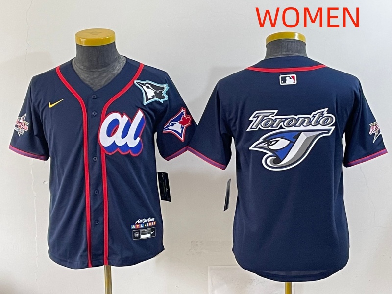 women 2025 Toronto Blue Jays blank dark blue 2025 MLB All Star Nike  Jersey style 6->women mlb jersey->Women Jersey